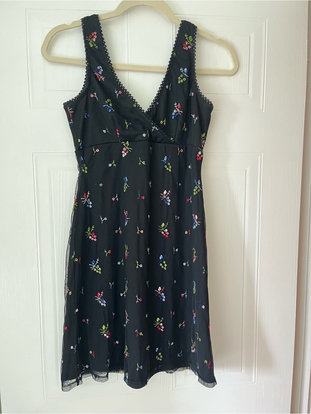 Vintage 90s Embroidered Mesh Dress